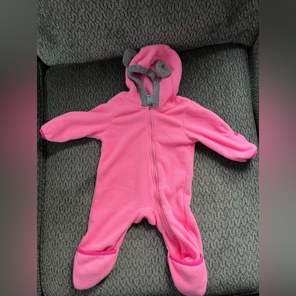 Adorable Pink Kids Footie with Ear Accents